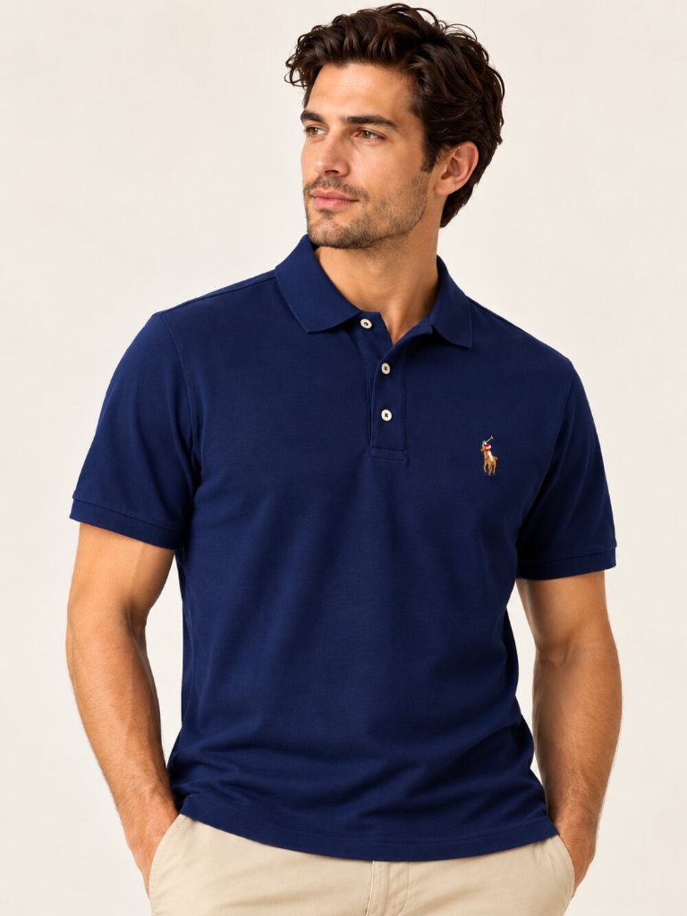 Polo Ralph Lauren Men’s Custom Slim Fit Navy Polo Shirt Size M NWT